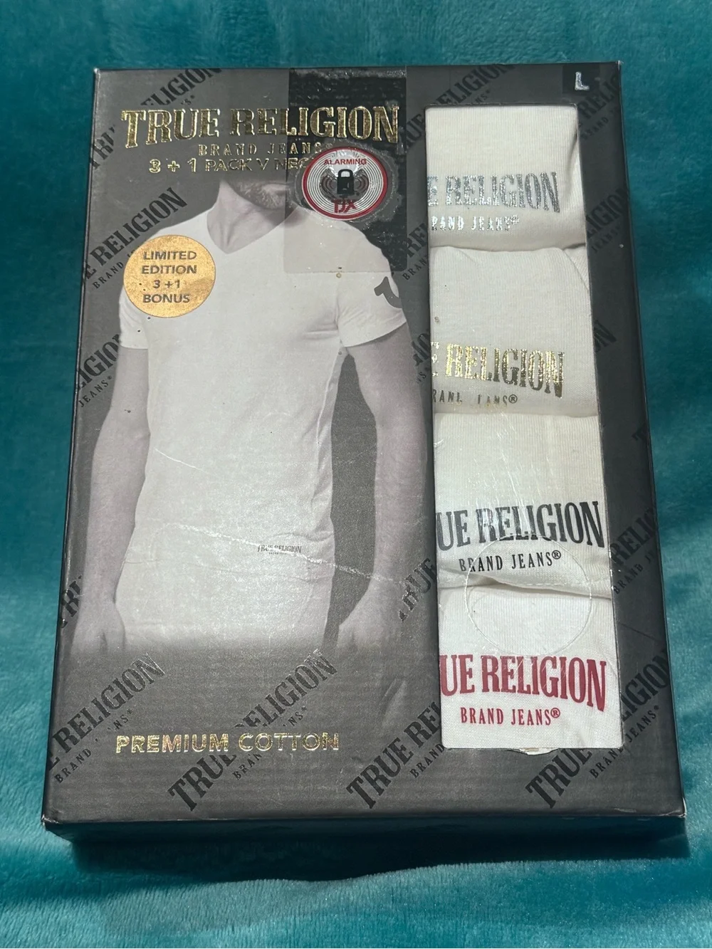 True Religion Mens 4-Pack V Neck Tee